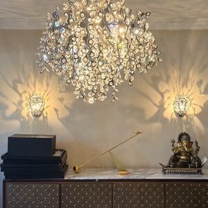 Crystal Drop Chandelier Wall Sconces Set - Clear/Gold Home Wall Décor